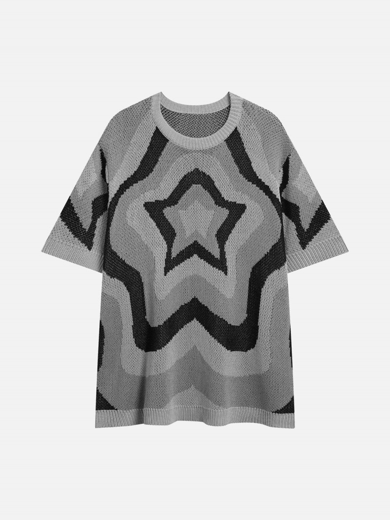 T Shirts Aelfric Eden Knitting Cut-out Star Tee Bleu | KUU-78469891